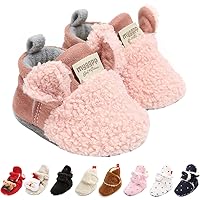 GDSDYM Baby Booties Cozy Fleece Slippers Soft Baby Shoes With Gripper Soles, Winter Warm Infant Newborn Crib Sock Shoes First Walkers