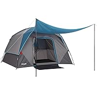 Camping Tent with Rainfly, Tent for Camping, Easy Set up Camping Tent 4 Person and 6 Person for Hiking Backpacking Traveling Outdoor, Light Blue, 2.8ft (L) x 7ft (W) x 58in（H
