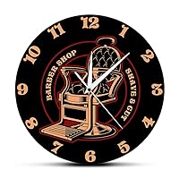 Barbershop Chair Vintage Logo Silent Printed Wall Clock Barber Shop Decor Hanging Wall Watch Great Gift for Barbers and Hair Stylists