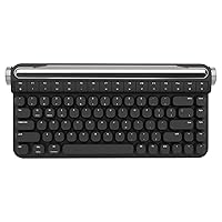 YUNZII B703 Retro Typewriter Keyboard,75% Mechanical Keyboard, Bluetooth&Wired 84-Key Gaming Keyboard with Round Keys, Rotary Knob Integrated Stand for Windows/Mac (Outemu Blue Switch, Black)