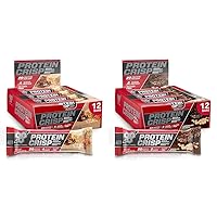 BSN Protein Crisp Bars Bundle - 12 Count Salted Toffee Pretzel and 12 Count Chocolate Crunch Bars, 20g Protein, Gluten Free