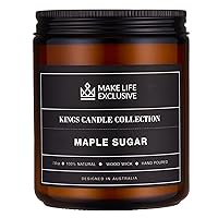 Scented Candles for Men | Maple Sugar Scented Jar Candle | Wood Wick, Long Lasting, Masculine Scents | Natural Soy Jar Candle for Home, Mancave & Bacehlor Pad Decor | The Perfect Mens Gift.