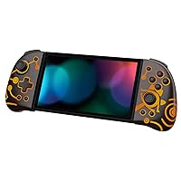 FUNLAB Luminous Switch Controller Compatible with Nintendo Switch/OLED, Ergonomic Joypad Controller for Handheld Mode with 7 LED Colors/Paddle/Turbo - Brown