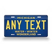 Personalized Novelty Michigan Water-Winter Wonderland License Plate Custom MI Great Lakes Text Auto Tag