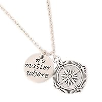 No Matter Where Best Friends Lovers Couples Necklace Jewelry Set Anchor Charm Friendship Pendant Set