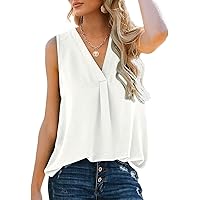 Summer Tops 2023 Women Trendy Casual Sleeveless Tank Tops Plus Size Fashion T Shirts Loose Henley Basic Tee Shirts