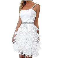 Womens Dance Dress Sparkly Fringe Cocktail Party Gowns Latin Salsa Ballroom Dancing Outfits Club Night Party Mini Dresses