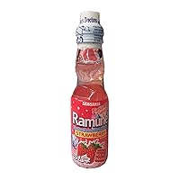 Sangaria Ramune Premium Carbonated Soft Drink 6.76 fl oz per Bottle (Strawberry, 3 Bottle)