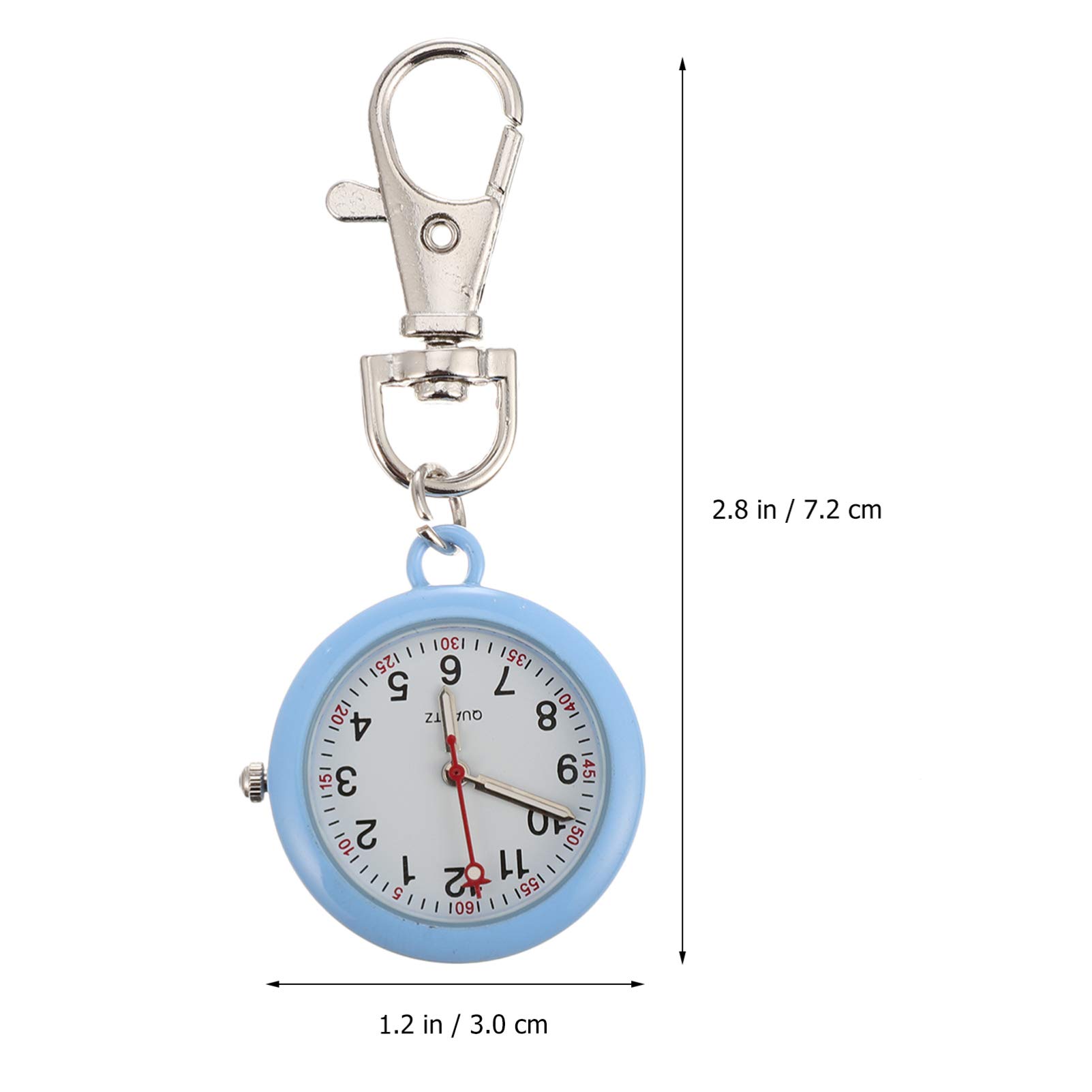 Hemobllo Nurse Watch Clip On Quartz Pocket Watch Metal Hanging Lapel Watches Vintage Pocket Watch with Keychain (Silver, Random Font Color)