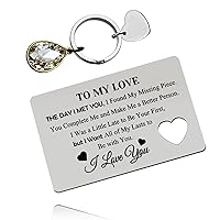 2pcs Anniversary Wedding Gift for Groom Bride Engraved Wallet Insert Card Couple Keychain for Wife Husband