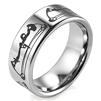 Men's 8mm Tungsten Ring with Laser Engraved Bows Pattern