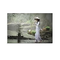 Beautiful Women of Vietnamese Traditional Culture. Ao Dai Is A Traditional Dress Poster Decorative Painting Canvas Wall Posters And Art Picture Print Modern Family Bedroom Decor Gift 16x24inch(40x60cm