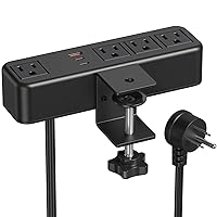CCCEI 20W USB C Desk Side Clamp Power Strip, Desk Top Tube Edge Clamp Mount Outlet with 4 Outlets, Widely Spaced Surge Protector Outlet Station, Fit 1.6 inch Tabletop Edge, Table Leg. 6 FT Power Cord