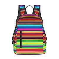 Laptop Backpack 14.7 Inch with Compartment Colorful Mexican Stripes Laptop Bag Lightweight Casual Daypack for Travel