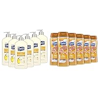 Suave Skin Solutions Body Lotion with Vitamin E Pack of 6 Body Wash with Milk, Honey & Vitamin E Extract Pack of 6