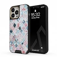 BURGA Elite Phone Case Compatible with iPhone 14 PRO - Pink Purple Moroccan Tiles Mosaic - Cute But Tough with CloudGuard 2-in-1 Defense System - iPhone 14 PRO Protective Scratch-Resistant Hard Case