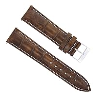 Ewatchparts 17MM LEATHER WATCH BAND STRAP COMPATIBLE WITH CITIZEN ECO DRIVE WATCH LIGHT BROWN WHITE STIT