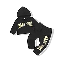 Toddler Girl Clothes Outfits Baby Girl Cropped Hoodie Pants Fall Winter Sweatshirt Set for Baby Girl