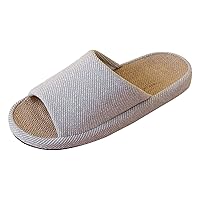 Mens Slippers Size 11 Wide Thick Sole Linen Indoor Home Light Quiet Soft Open Toe Novelty Slippers for Men Size