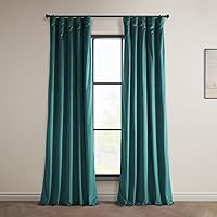 HPD Half Price Drapes Heritage Plush Velvet Curtains 84 Inches Long Room Darkening Curtains for Bedroom & Living Room 50W x 84L, (1 Panel), Deep Sea Teal
