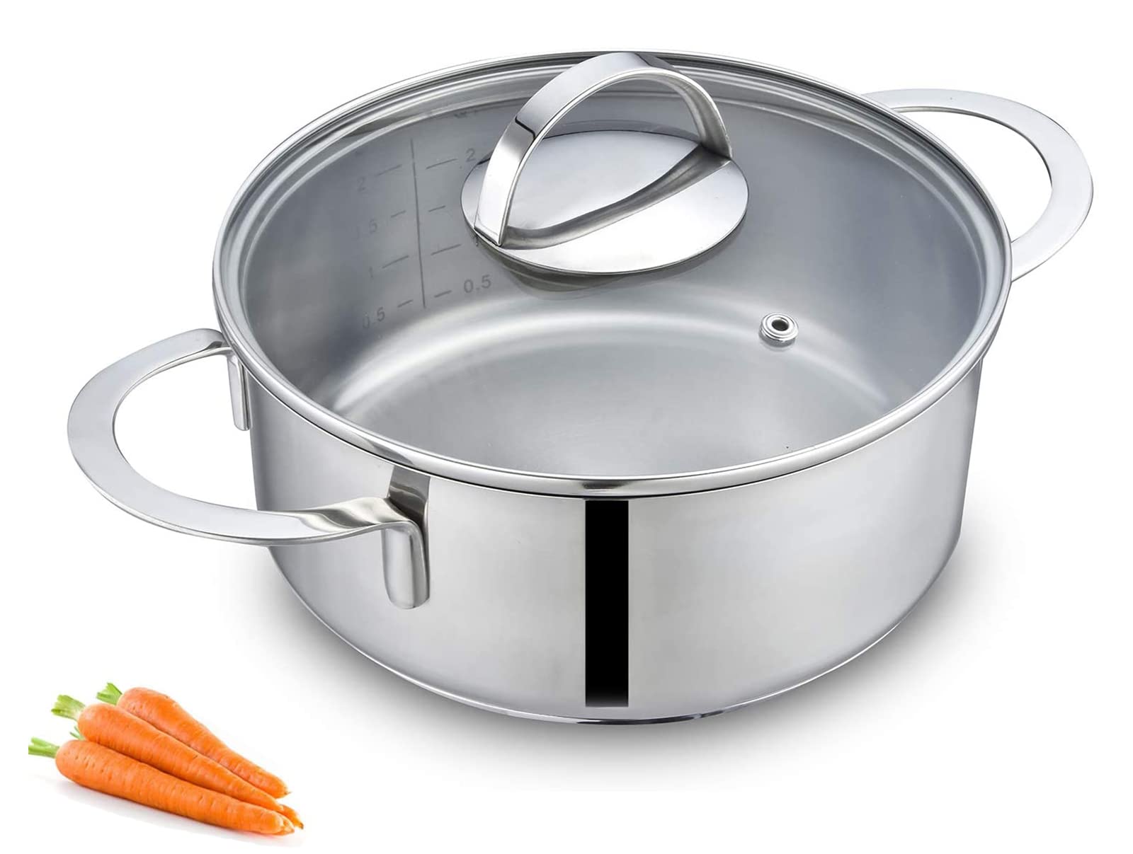 Cyrosa Dutch Oven Pot with Lid, 3 Quart Stock Pot Nickel Free Stainless Steel, Small Stockpots, Induction Pot - Soup Pot 3 Qt Cooking Pot Induction...
