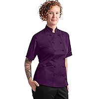 Women's Chef Coat with Piping (XS-3X, 9 Colors) – Tailored Chef Coat with Fabric Covered Buttons