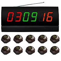 SINGCALL Wireless Table Call System,for Coffee Shop,Pack of 10 pcs Single Call Bells and 1 pc Display APE2300