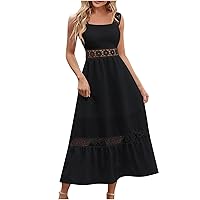 SMIDOW Wedding Guest Dresses for Women Sexy Elegant 2023 Sleeveless Eyelet Flowy Formal Party Evening Long Dress