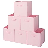 GRANNY SAYS Storage Cubes, 13 Inch Cube Storage Organizer, Fabric Collapsible Storage Bins with Handle, Closet Cube Baskets for Shelves, Cubby Storage and Organization, Pink, 6-Pack