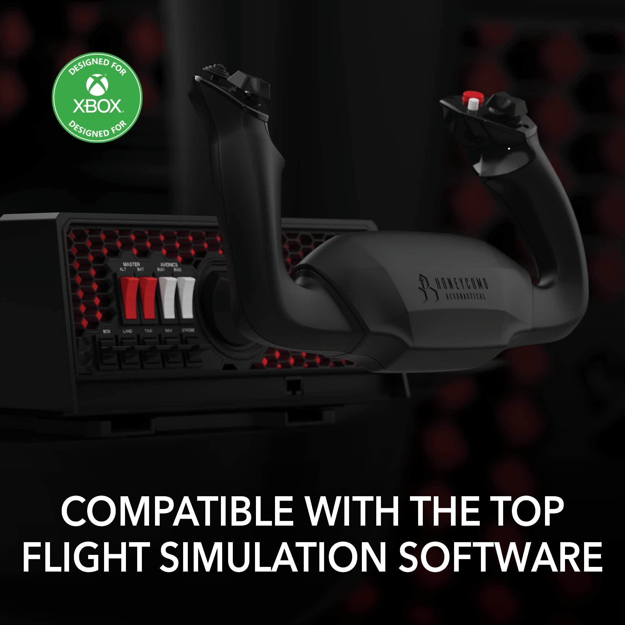 Honeycomb Aeronautical XPC Alpha Yoke & Switch Panel - Aviation Quality for Flight Simulators – Complete Home Cockpit Control System for Student Pilots and Flight Sim Enthusiasts – XBOX/PC