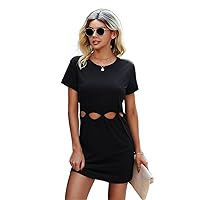 Dresses Casual Dresses for Women Cut Out Front Solid Tee Dress Dresses