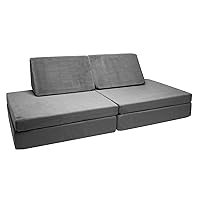 Children's Factory The Whatsit Modular Kids Couch, Toddler Couch Sofa Bed, Modular Kids Play Couch, Gray