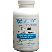 Wonder Labs Reishi Mushroom Ganoderma Lucidum, Nutritionally Supports Immune System -250 Vegatarian/Vegan Capsules
