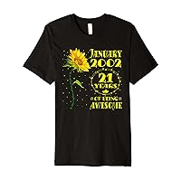 21st Birthday 21 Year Old Sunflower Lovers Born January 2002 Premium T-Shirt