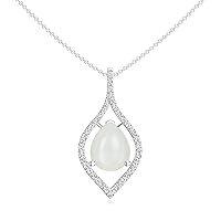 Natural Moonstone Halo Pear Shape Pendant Necklace with Diamond for Women in Sterling Silver / 14K Solid Gold/Platinum