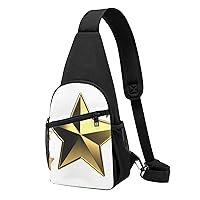 Sling Bag Crossbody for Women Fanny Pack Gold Star Chest Bag Daypack for Hiking Travel Waist Bag