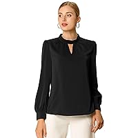 Allegra K Women's Work Office Tops Business Professional Shirt Elegant Stand Collar Fall 2023 Long Sleeve Blouses