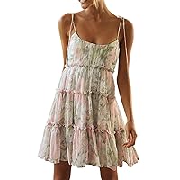 Women's Floral Dress, Women's' Spaghetti Strap Casual Bohemian Style Beach Summer Boho Dresses for Women, S XXL
