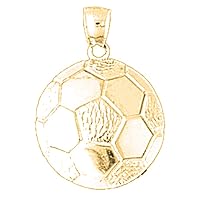 18K Yellow Gold Soccer Ball Pendant, Made in USA