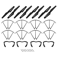 uxcell ABS Propellers CW CCW 4 Pairs + 8 Protective Covers + 4 Landing Runners for SYMA X5C X5SC Quadcopter Drone Black