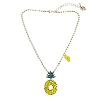 Betsey Johnson Womens Pineapple Pendant Necklace