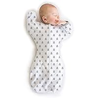 Transitional Swaddle Sack with Arms Up Half-Length Sleeves and Mitten Cuffs, Tiny Bear, Sterling, Medium, 3-6 Months (Parents’ Picks Award Winner, Easy Transition with Better Sleep)