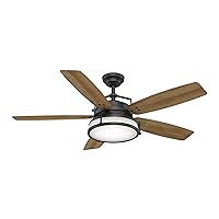 Casablanca Caneel Bay Indoor / Outdoor Ceiling Fan with LED Light and Wall Control, Aged Steel Finish, Large