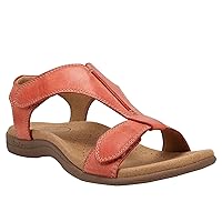 Womens Leather Sandals with Arch Support and Backstrap, Womens T-Strap Buckle Flats Sandals Women’s Orthopedic Bunions Comfortable Sandals