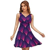 Geometric Stylish Pattern Women's Tank Dress Mini Wrap V Neck Sleeveless Summer Funny Sundress