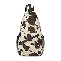 Brown Cow Spots Print Cross Chest Bag Diagonally,Sling Backpack Fashion Travel Hiking Daypack Crossbody Shoulder Bag For Men Women