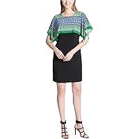 Calvin Klein Womens Printed Overlay Sheath Dress, Multicoloured, X-Small