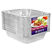Aluminum Pans Half Size, 9X13, Extra Heavy Duty Disposable Tin Foil Pans For Baking (30 Pack) Roasting & Chafing, Deep Bakeware, Steam Table Tray, Cookware, Food Prepping, Cake & Oven Pan