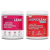 AminoLean Pre Workout Energy (Fruit Punch 30 Servings) with AminoLean Recovery Post Workout Boost (Tropical Island Punch 30 Servings)