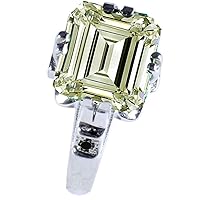 2.60 ct VVS1 Emerald Moissanite Silver Plated Engagement Ring Off White Color Size 7